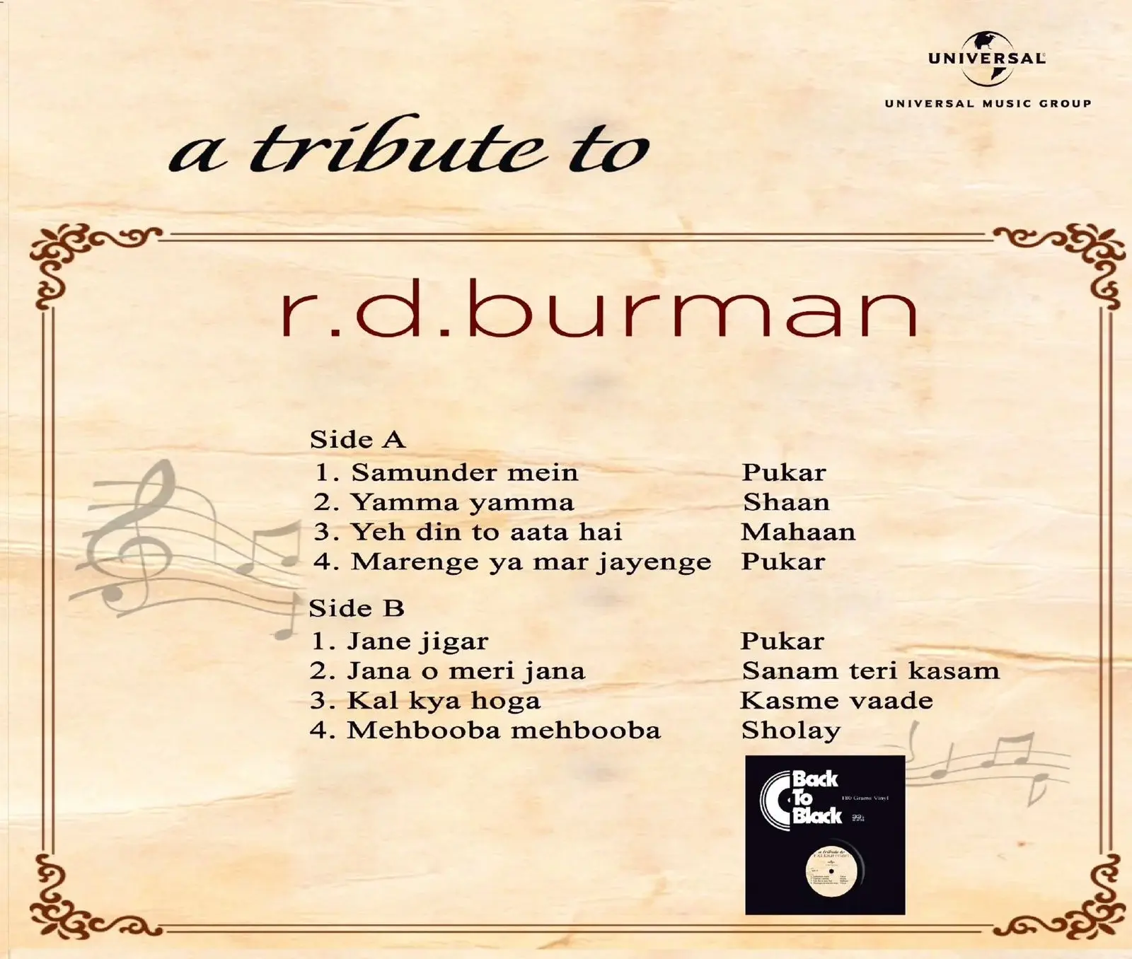 A TRIBUTE TO RD BURMAN - VINYL RECORD alt